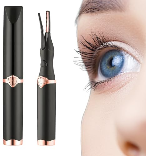 Rizador de pestañas con calefacción, recargable por USB-C, control inteligente de temperatura de 4 velocidades, precalentamiento rápido, adecuado para todo tipo de pestañas (negro)