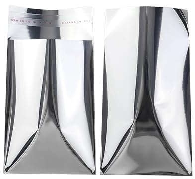 WACCOMT Pack Self-sealing Mylar poly mailer, small metallic aluminium foil bags, shipping envelopes for shipping packaging (100, 10 x 15 + 4 cm (3.94 x 5.91 + 1.57 inches)