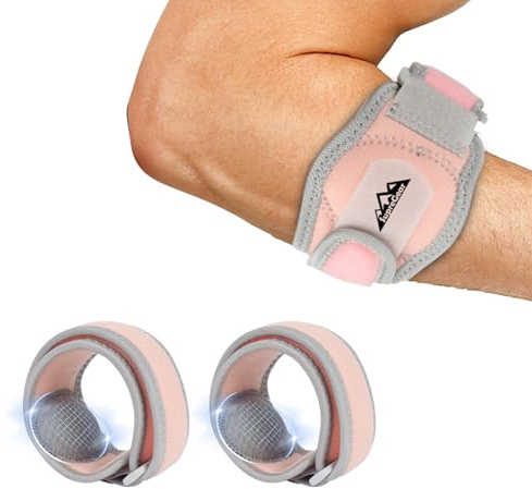 supregear Codera para Hombres y Mujeres, Protector de Antebrazo para Tenis y Golf, Correa Ajustable con Almohadillas de Compresión, Banda Suave para Deporte y Uso Diario, Rosado (2 Paquetes)