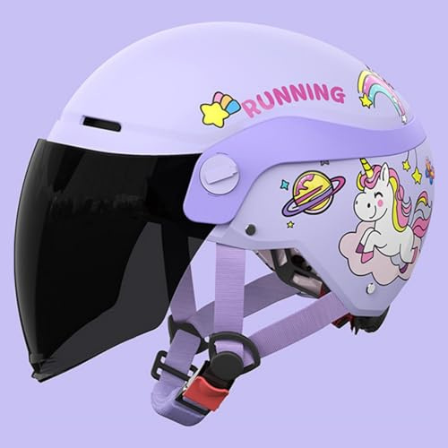 Kids Helmet, Children's Motorcycle Crash Helmet with Sun Visor, ECE 22.06 Approved Kids Scooter Helmet, Moped Helmet for 3-12 Years Old Boys and Girls B,50-62cm