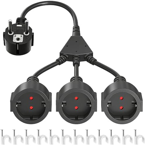 Pengrity Multiuttagsadapter med 3 uttag, 3 680 W, 3 680 W (250 V/16 A), IP44, 1,5 mm² 3-vägs adapter för hem, kontor och utomhusbruk