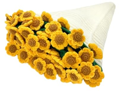 Coperta con girasoli realizzata a mano - Coperta di fiori lavorati a maglia all'uncinetto, copertina da viaggio per la casa con bouquet artistico | Set decorativo per coperte morbide fatte a mano per