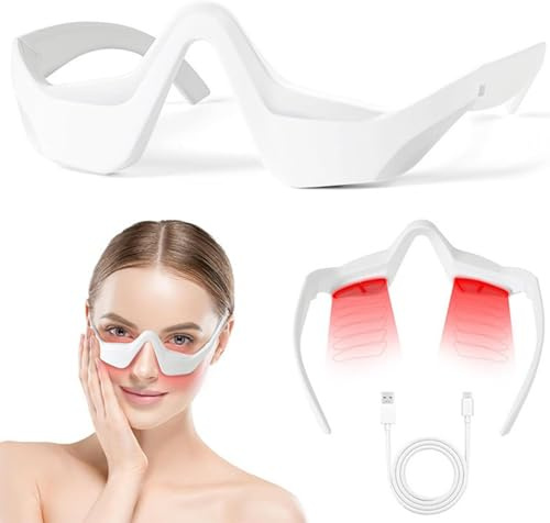 WhFKLca Dispositivo per Terapia con Luce Rossa sotto Gli Occhi, con Stimolazione EMS E LED Rossi, Massaggiatore Oculare per Ridurre Occhiaie, Borse sotto Gli Occhi, Gonfiore E Rughe White-Legs