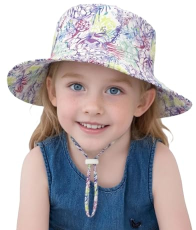Generisch 2027 - Sombrero de sol para bebé para niños y niñas de 0 a 6 años, transpirable, gorro de pescador, sombrero de playa de verano para niños pequeños, para exteriores, morado, 6-24 meses