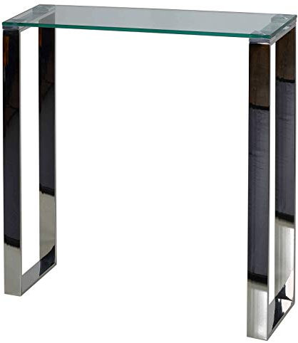 Cortesi Home Forli Konsolentisch, klein, modernes Glas und Edelstahl-Finish, 71,1 cm breiter Akzent, silberfarben und transparent