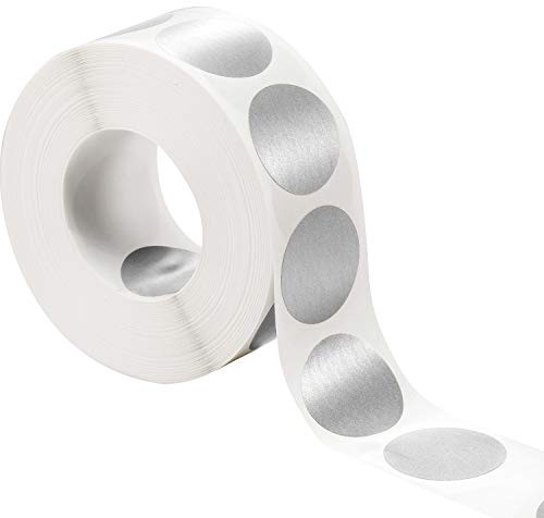 1000 etiquetas redondas para rascar (plata, círculo de 1 x 1 pulgada)