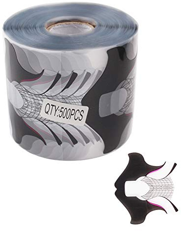 BeautyLeader 500 Pcs/Roll Nail Form Clear Nail Art Guide Form Acrylic UV Gel Tips Extension Black Butterfly Design UV Nail Extenion Sticker