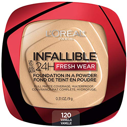 L'Oreal Paris Makeup Infallible Fresh Wear Foundation in a Powder, Up to 24H Wear, Waterproof, Vanilla, 0.31 oz. (Packaging May Vary)