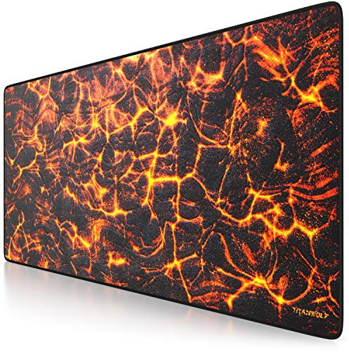 TITANWOLF - XXL Speed Gaming Mauspad Titanwolf 900 x 400mm - XXL Mousepad - Tischunterlage Large Size - verbessert Präzision und Geschwindigkeit - Lava