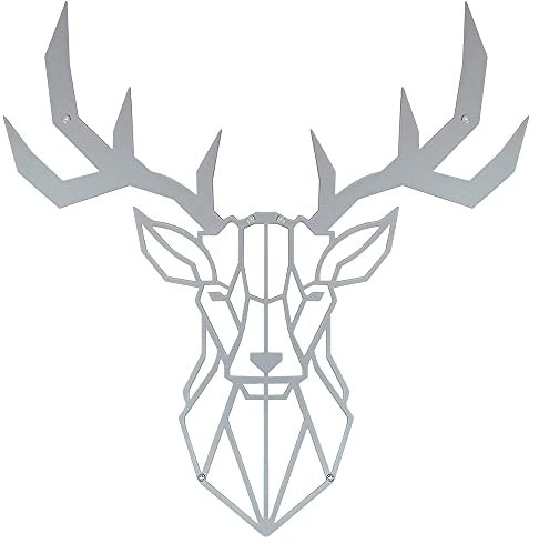 Hansmeier Hirsch-Wanddeko - Metall Silber - 75 x 75 cm - Wasserfest, schlicht, modern - Für Außen und Innen - Metall-Dekoration im Industrial Style