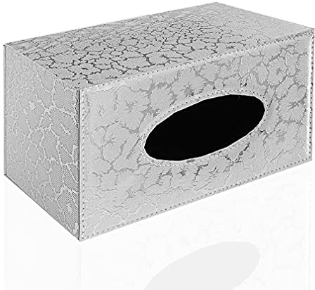 Tenedor Elegante de la Caja del Tejido del Cuero de la PU, servilletero Rectangular Moderno Que Bombea el dispensador de Paperchase (Silver Lightning)