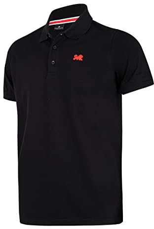 Athletic Club - Polo avec Lion, Polo à Manches Courtes, Homme, Noir, S