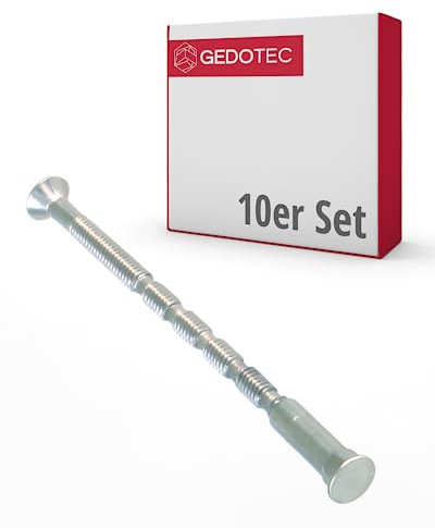 Gedotec Möbelschrauben M4 | 10 Stück - Hülsenschrauben | Verbindungsschraube Stahl vernickelt M4 x 75 mm | Schrankverbinder Kreuzschlitz PZ2 und Flachklinge | für Türdrücker - Türbeschläge