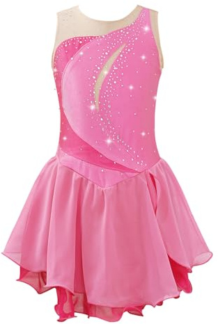 Vestito da Pattinaggio Artistico Bambina Body Danza Classica Rosa 7-8 Anni