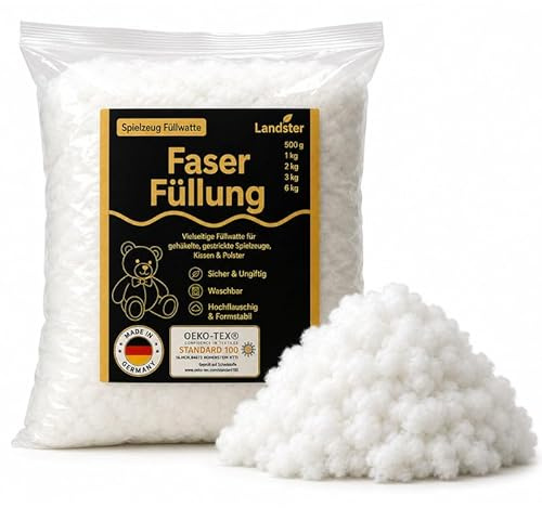 LANDSTER bomull, fyllnadsvadd, pysselvaddar, kuddfyllning, stoppmaterial, mycket fluffig, tvättbar, 95 grader vit, 6 kg