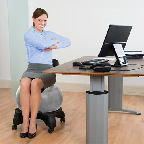 Chaise Ballon Ergonomique de Boule de Bureau CMYUN, Siège de Balle de Yoga D'entraînement pour Adultes et Enfants, Soulager Les Maux de Dos, Les Boules D'accouchement, Chaise avec Roulettes