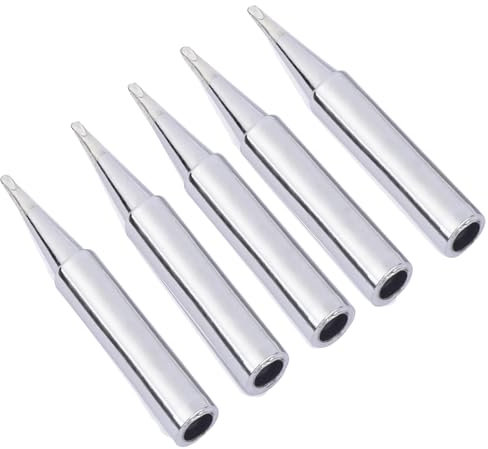 Panne à Souder, 5 Pièces Pointe de Fer à Souder de Remplacement, Pointes de Soudure Alliages Plaqué Nickel, Applicable pour Hakko,Station de Reprise de Soudure Conseils Soudage Outil (900M-T-1.2D)