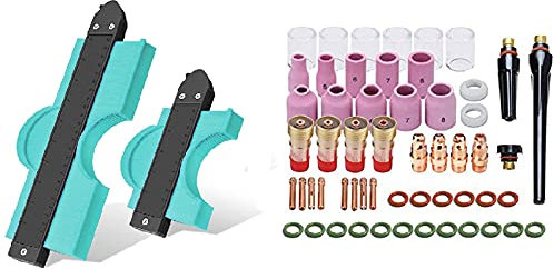 Goorvoucs Calibro di contorno con serratura, duplicazioni di contorno da 12,7 cm e 25,4 cm e corpo mandrino tazza in vetro ugello in alluminio per TIG