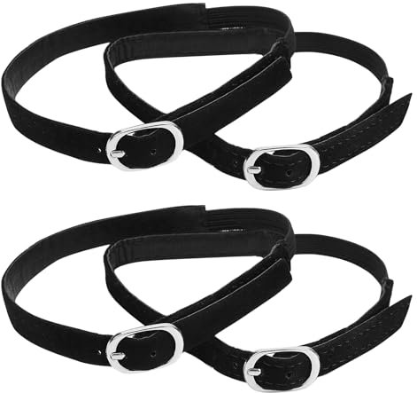 Ptola Lot de 4 sangles de cheville amovibles noires, sangles de rechange réglables en cuir PU, accessoires pour escarpins lâches, noir