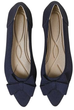 EGSDMNVSQ Ballerines Plates à Enfiler pour Femmes Chaussures Plates en Tricot Ballerines Classiques avec Nœud Chaussures Souples Classiques à Bout Pointu