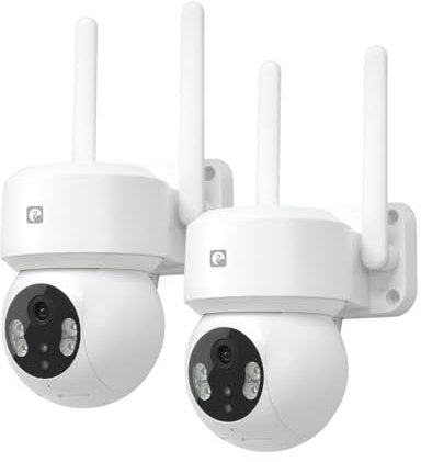 Garza Smart - Pack 2 Cámara de vigilancia WiFi IP 360º Exterior Inteligente. 1296P con Visión Nocturna, Audio bidireccional, Detección de Movimiento, Control por App.