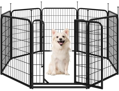 Yaheetech Welpenlaufstall 8-teilig 80cm, Hundeauslauf Einteilige Verriegelung, Verbindungsstangen mit rundem Kopf, Faltbare Freilaufgehege für Hunde Wohnung und Garten, Aufbau werkzeugfrei