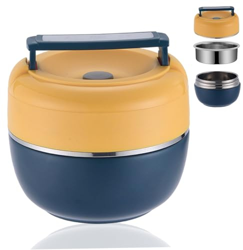 Récipient à déjeuner isotherme de 0,8 L, boîte à déjeuner thermique en acier inoxydable à 2 niveaux anti-fuite portable pour enfants pour aliments chauds et froids, bleu