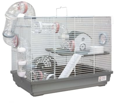 Cuopet Jaula para Hamster en Color Gris y Blanco Ham (37x30x47 cm)