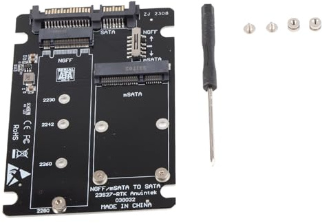 BAFOVY Kortomvandlare 2 i 1 M.2 NGFF MSATA SSD-adapter för 22x30/42/60/80mm M. & 30x50mm MSATA SSD med Skruvverktyg, PCB-material, Bred Kompatibilitet, Enkel Installation, för