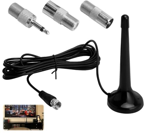 Dab Fm radioantenn med 3 adaptrar, högpresterande Dab antenn för stereo, teleskopantenn, digital radiokompatibel, 75 ohm mottagning förbättra