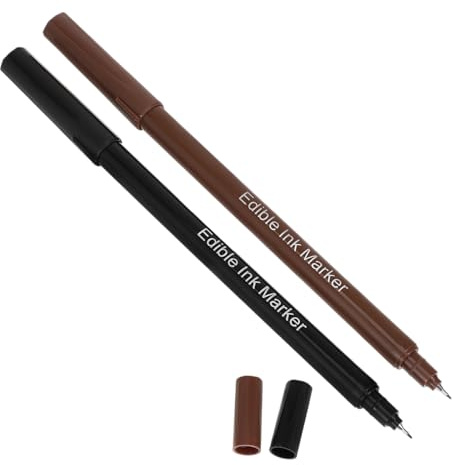 ELAYARD 2 pezzi Pennarelli Alimentari Doppia Punta per Decorazione Dolci Nero e Marrone Marker Commestibili per Biscotti Glassa Fondente e Dolci da Forno Penna Leggera e Portatile per