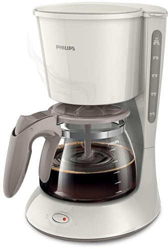 PHILIPS HD7461/00 Cafetière Filtre - Daily Collection - 15 Tasses - 1000W - Aroma Swirl - Arrêt Automatique - Porte-filtre Amovible - Anti-gouttes - Indicateur Niveau d'Eau - Beige Soie