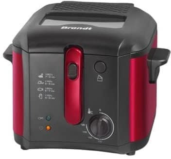 BRANDT - FRI25R - Dimensions 228X302X319 - Jusqu'à 0,9 kg de frites - minuteur - Filtre anti-graisse - Thermostat réglable de 130° à 190° - 2,5L - 1600W - Acier inoxydable