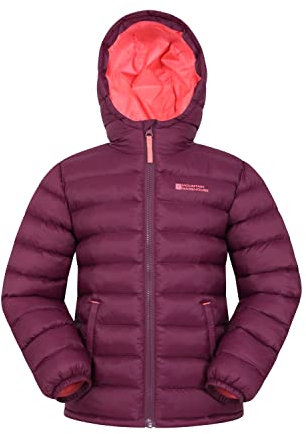 Mountain Warehouse Seasons Steppjacke für Kinder - Ultraleichte, warme, wasserdichte Steppjacke. Jungen & Mädchen Winterjacke mit Kapuze & Reißverschluss Beere Kinder 152 DE (11-12 Jahre)