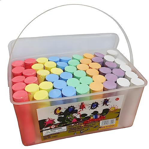J-hong Washable Sidewalk Chalk Set- 52 Pieces 7 Colors Jumbo Chalk For Kid and Adult, Paint on Classroom Chalkboard or Outdoor Playground, Good Gift for Party