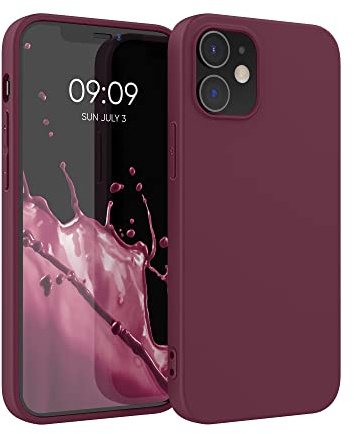 kwmobile fodral kompatibelt med Apple iPhone 12/iPhone 12 Pro fodral – mjukt smalt skyddande TPU-silikonskydd – gråbrun röd