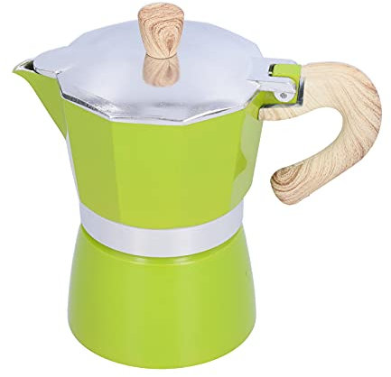 Italiana Inducción - Moka en Acero Inoxidable, Ideal para Capuchino, LatteAluminio, Capacidad 3 Tazas/150ML(Verde)
