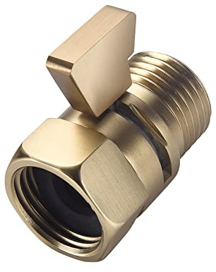 Brushed Gold Shower Head Shut Off Valve, 1/2 NPT Flow Control Valve, Brass Water Pressure Regulator