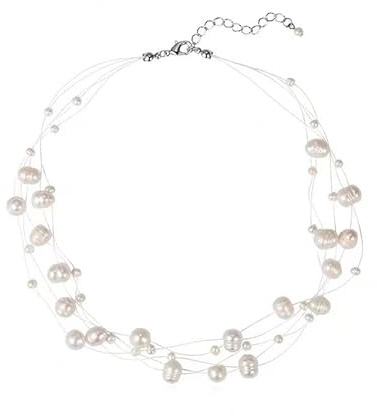 fdsmall Collar de perlas Delicadas Perlas Colgante Collar para Mujeres Vestido de Fiesta Accesorios Joyería Collares de Verano, Metal