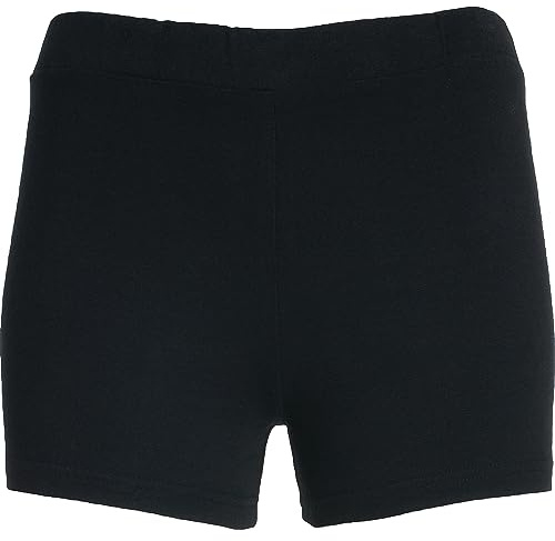KINKIES Svarta sportshorts för flickor - sportshorts med elastisk midja, bekväma och eleganta för flickor, svart, 10 år