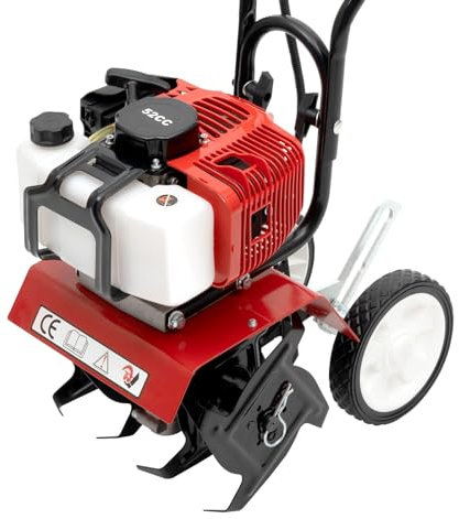 52CC handgeführte Benzin-Gartenhacke Motorhacke, 2-Takt-Benzin-Drehfräse Radantrieb-Drehfräse 6500-7000 U/min