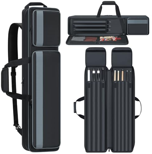 Pool Cue Carrying Case - 4x5 Soft Padded Billiard Stick Bag With Multi-pocket for 4 Butts and 5 Shafts, Accessories (Black)
