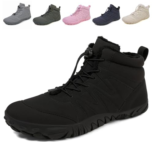 Fadezar Barefoot Boots Men Women Waterproof Snow Walking Boot Warm Fur Lining Barefoot Shoes Anti-slip Hiking Shoes
