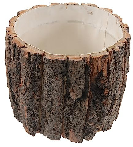 MERRYHAPY Vaso Rustico in Legno Naturale Per Piante Piccole Fioriera Da Esterno in Ceppo Di Legno Decorativo Per Giardino Balcone Ufficio Supporto Per Succulente e Piante Da Interno