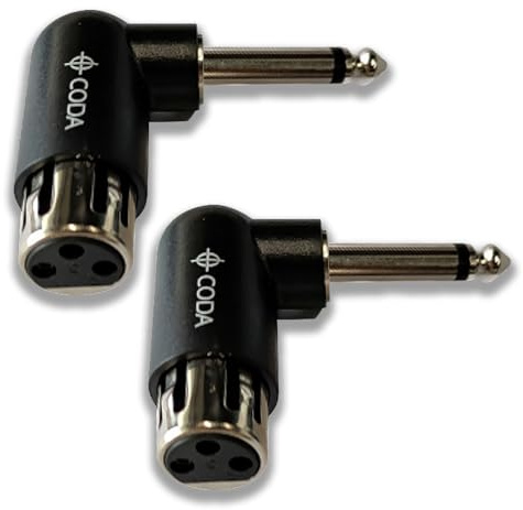 Coda Right Angle Adapter Female to TS 1/4 - Adjustable XLR 90 Degree Adapter, Female Low Profile XLR, Plug and Play Setup for Musicians & Audio Engineers, Crystal Clear Audio Quality