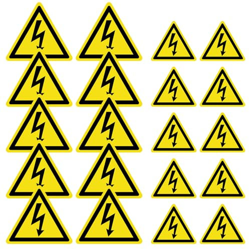 Jortmrd 20 Stück Achtung Strom Aufkleber Elektro Blitz Warnschild Elektrische Spannung Vorsicht Strom Schild Warnaufkleber Dreieck Schild Folie Selbstklebend Warnung vor Hochspannung (5cm/10cm)