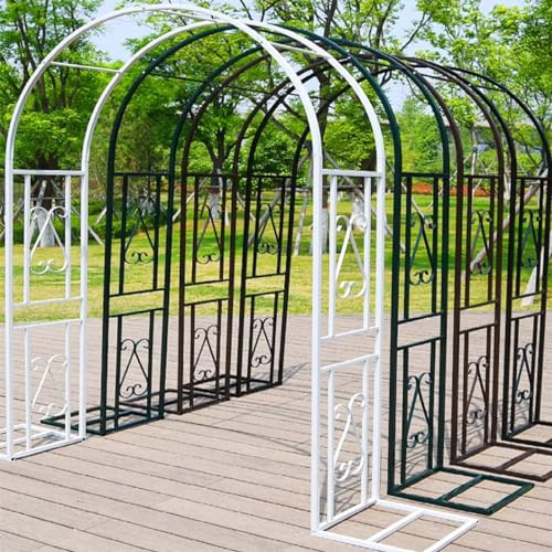 Metallträdgårdsrosbåge Spaljé för klättringsväxter Stor 140 340 cm Berså Pergola med 20 mm fyrkantrör Grön Trädgårdsbåge (B340cmxH220cm)