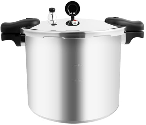 Tryckkokare, 23 kvarts, 90 kPa, aluminiumtryckkokare, ångkokning, kokkärl, kokkärl med säkerhetsventil och manometer, för 1–30 personer