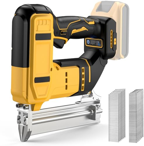 VeriLuxe 2-in-1 Cordless 18GA Nail Gun & Staple Gun Compatible with Dewalt 20V Max Battery (No Battery), Brad Nailer & Stapler Battery Powered with 1200 Nails/Staples for DIY, Woodworking (Yellow)