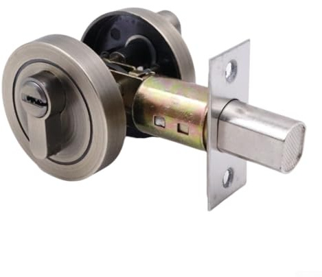 Honseadek Invisible Door Lock, Concealed Indoor Security Lock with Key, Zinc Alloy Single Sided Auxiliary Lock for Home, Hotel and Office Doors(green bronze)